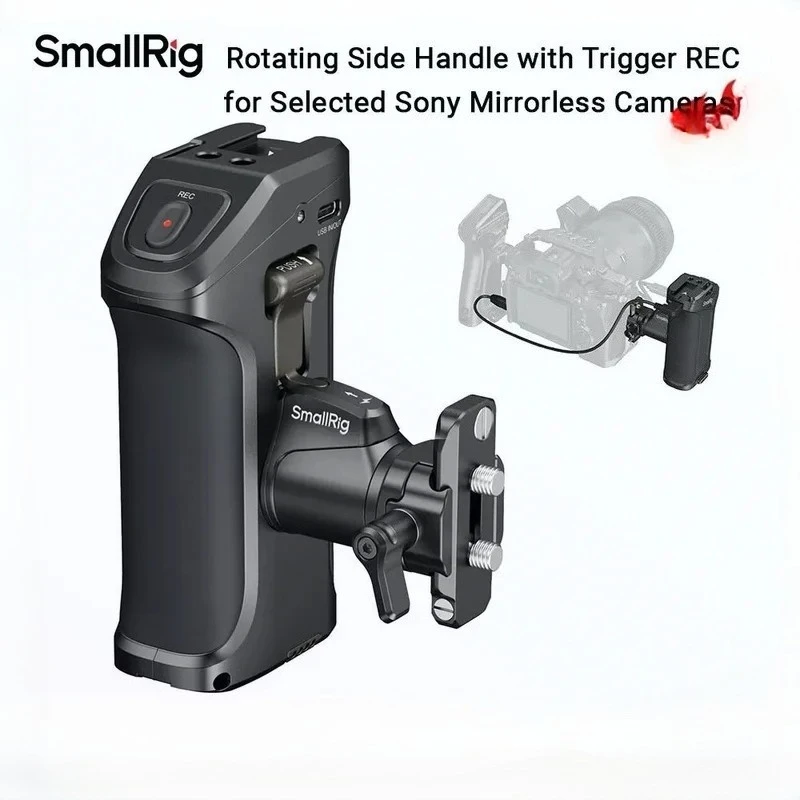Sony Camera A7 Iv - SmallRig 3893 ด้ามจับด้านข้างแบบหมุนพร้อมทริกเกอร์ REC สำหรับกล้องโซนี่มิเรอร์เลสสำหรับโซนี่ FX3/FX30/A7R