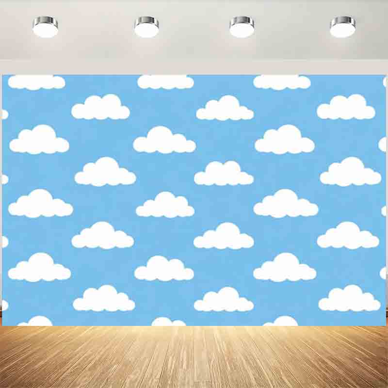 Photography Lighting White Background - ฉากหลังถ่ายภาพลายการ์ตูนท้องฟ้าสีฟ้าขาวเรียบง่าย พื้นหลังเมฆสีฟ้าอ่อนสำหรับถ่ายภาพทารกแรกเกิด เด็ก และภาพถ่ายวันเกิด