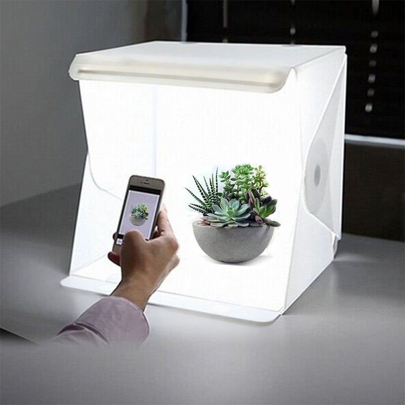 Photography Lightning - LED กล่องไฟถ่ายภาพสตูดิโอกล่องโต๊ะถ่ายภาพ Lightbox แบบพกพา Photobox 2พื้นหลัง