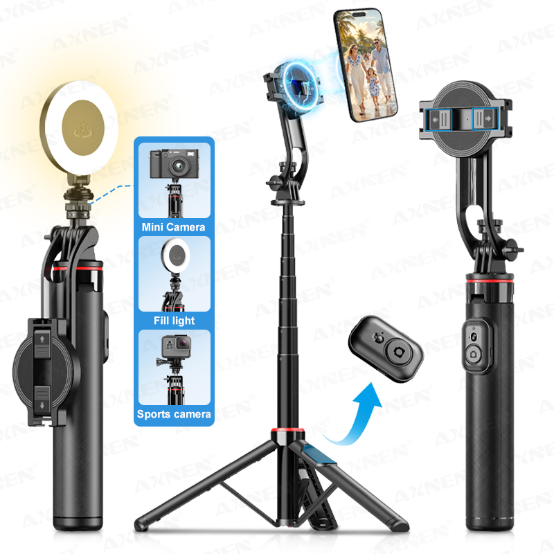 Photography Lighting With Umbrella - AXNEN C20 ไม้เซลฟี่แม่เหล็กแบบยืดหดได้สำหรับถ่ายภาพด้วยโทรศัพท์มือถือพร้อมรีโมท 1/4