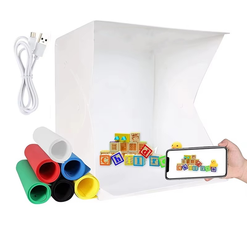 Photography Lightning - กล่องไฟพับได้แบบพกพาสำหรับถ่ายภาพ LED พร้อมชุดไฟสตูดิโอ LED Softbox 6