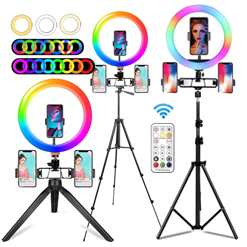 Photography Lighting With Umbrella - ไฟวงแหวน RGB ขนาด 10 นิ้ว พร้อมรีโมท