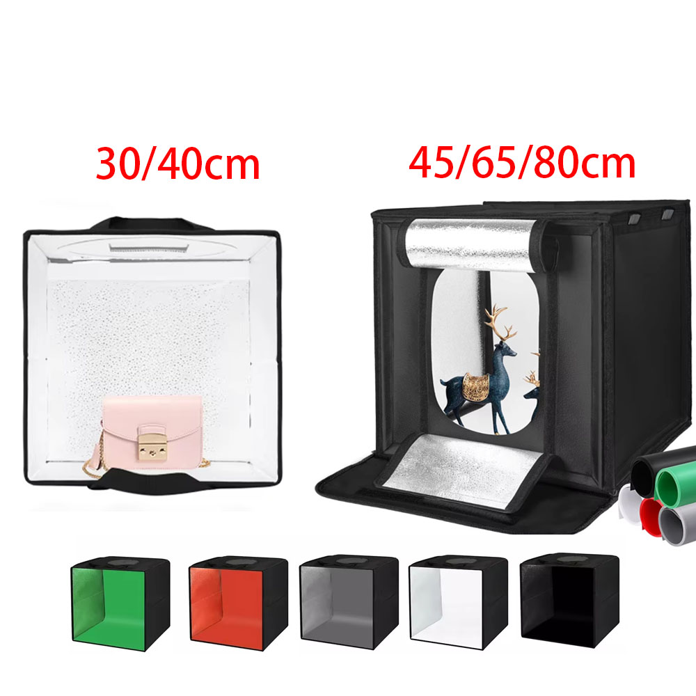 Photography Lightning - 30/40/45 65 80 ซม.การถ่ายภาพเต็นท์แสงสตูดิโอSoftBoxแบบพกพาตารางยิงเต็นท์ชุด 5 พื้นหลังฉากหลัง