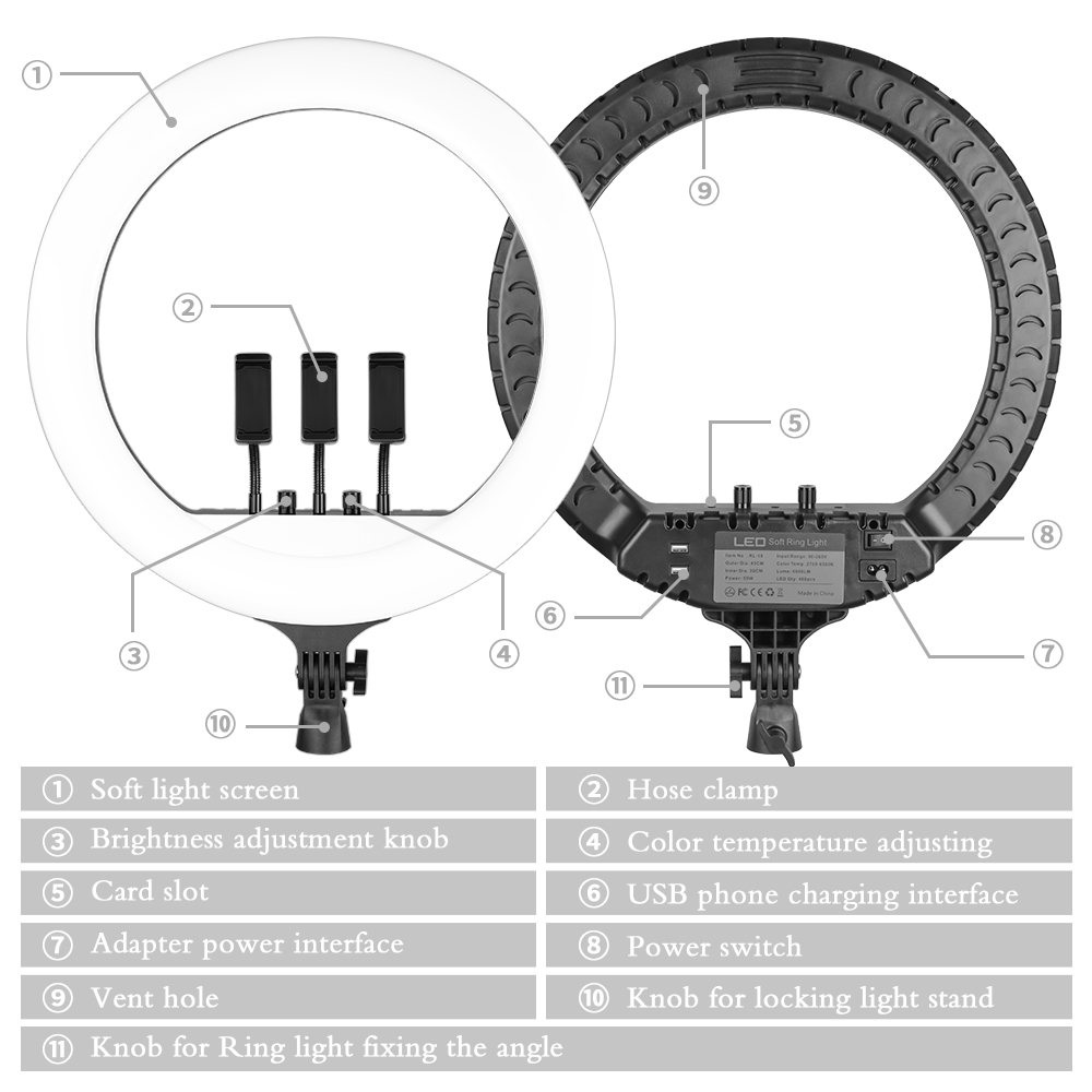 ไฟวงแหวน LED ขนาด 18 นิ้ว พร้อ - Photography Lighting With Umbrella บทวิจารณ์และราคา
