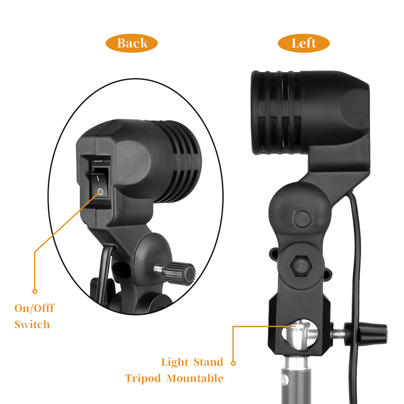 1.8M สายเคเบิลหลอดไฟขาตั้ง E26 - Photography Lighting With Umbrella บทวิจารณ์และราคา