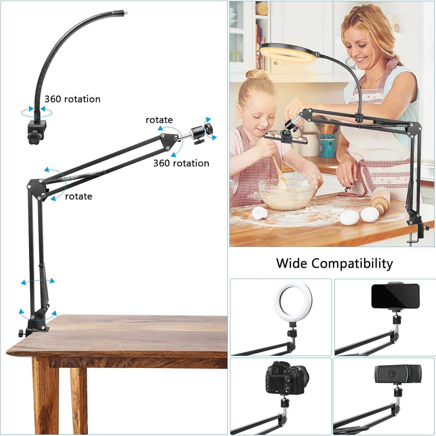 ไฟวงแหวนพร้อมขาตั้งและที่วางโท - Photography Lighting With Umbrella บทวิจารณ์และราคา